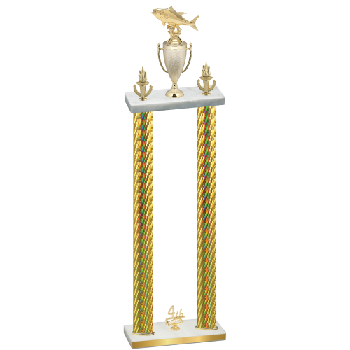 Double Gold Carbon Fiber Fourth Place Fishing Trophy