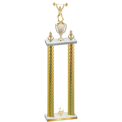 Double Gold Carbon Fiber Second Place Weights Trophy