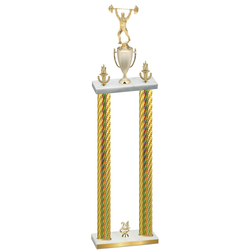 Double Gold Carbon Fiber Year Weights Trophy
