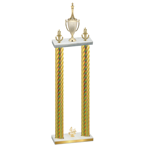 Double Gold Carbon Fiber Fourth Place Chess Trophy