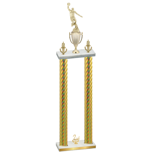 Double Gold Carbon Fiber Second Place Basketball Trophy