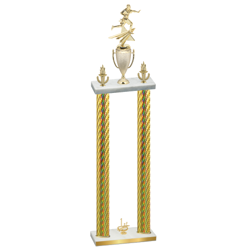 Double Gold Carbon Fiber First Place Flag Football Trophy