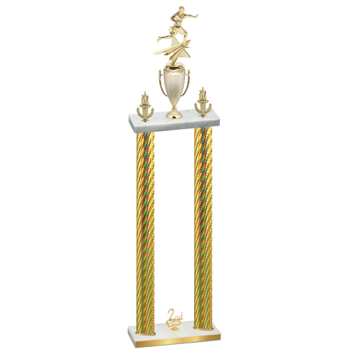 Double Gold Carbon Fiber Second Place Flag Football Trophy