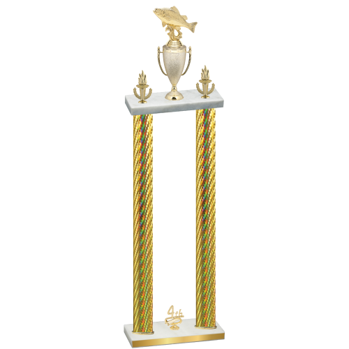 Double Gold Carbon Fiber Fourth Place Fishing Trophy