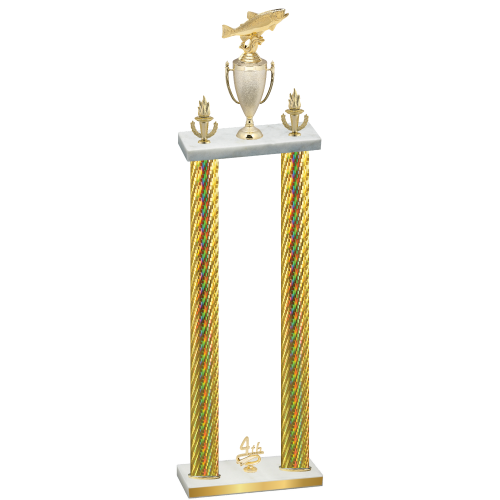 Double Gold Carbon Fiber Fourth Place Fishing Trophy