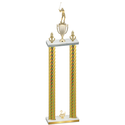 Double Gold Carbon Fiber Second Place Golf Trophy