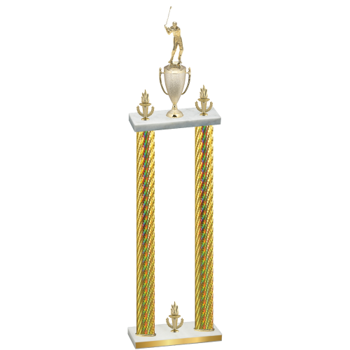 Double Gold Carbon Fiber Victory Golf Trophy