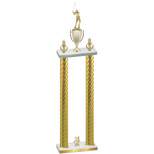 Double Gold Carbon Fiber Year Golf Trophy