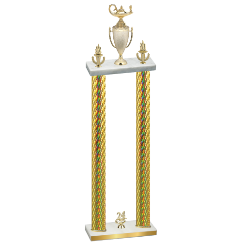 Double Gold Carbon Fiber Year Academics Trophy