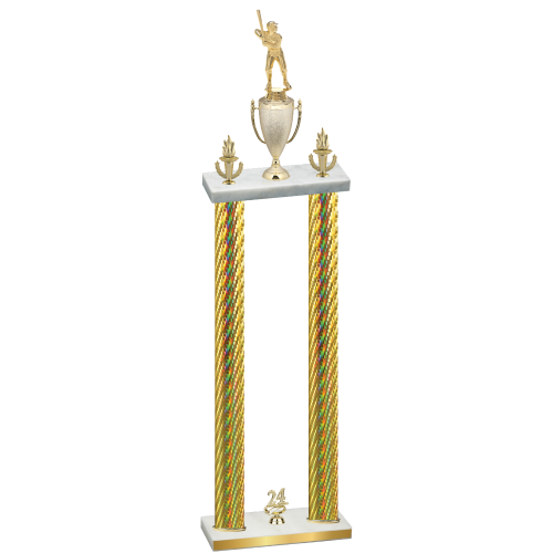 Double Gold Carbon Fiber Year Baseball Trophy