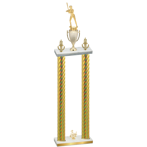 Double Gold Carbon Fiber Third Place Softball Trophy