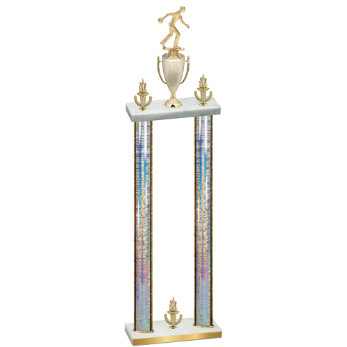 Double Silver Glacier Victory Bowling Trophy