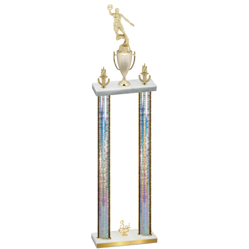 Double Silver Glacier Third Place Basketball Trophy