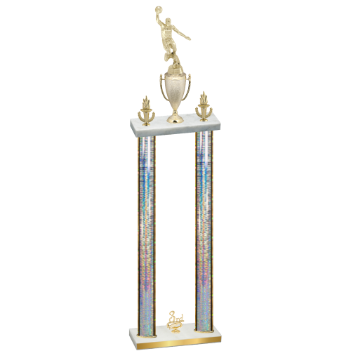 Double Silver Glacier Third Place Basketball Trophy
