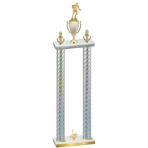 Double Silver Carbon Fiber First Place Rugby Trophy