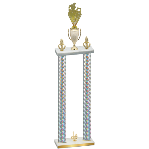 Double Silver Carbon Fiber First Place Rugby Trophy