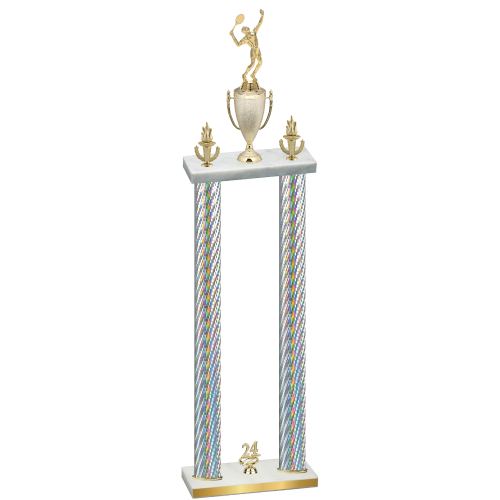 Double Silver Carbon Fiber Year Tennis Trophy