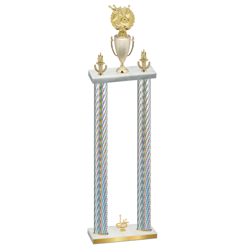Double Silver Carbon Fiber First Place Bowling Trophy