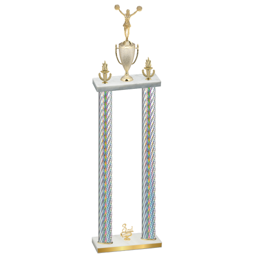 Double Silver Carbon Fiber Third Place Cheerleading Trophy
