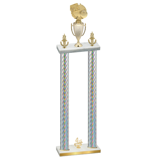 Double Silver Carbon Fiber Fourth Place Basketball Trophy