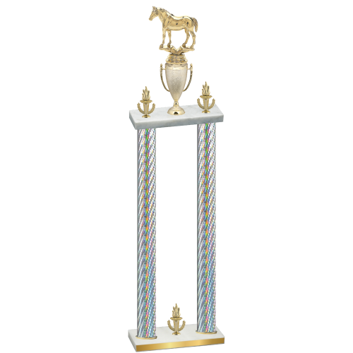 Double Silver Carbon Fiber Victory Horses Trophy