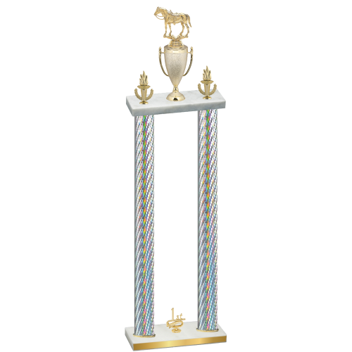 Double Silver Carbon Fiber First Place Horses Trophy