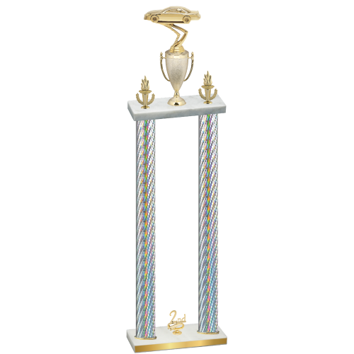 Double Silver Carbon Fiber Second Place Cars Trophy