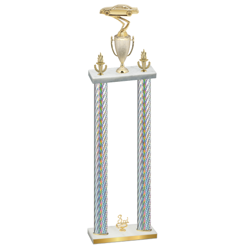 Double Silver Carbon Fiber Third Place Cars Trophy