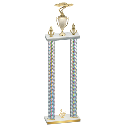 Double Silver Carbon Fiber Third Place Cars Trophy