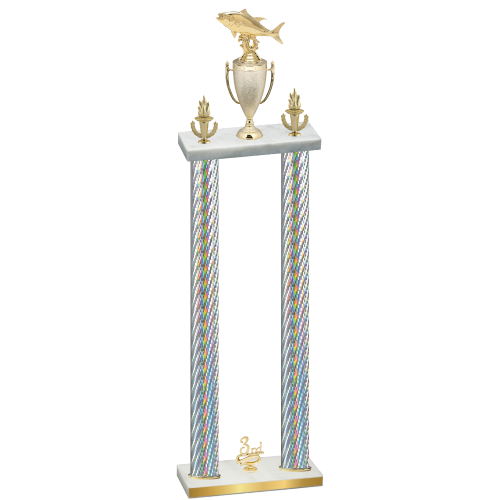 Double Silver Carbon Fiber Third Place Fishing Trophy