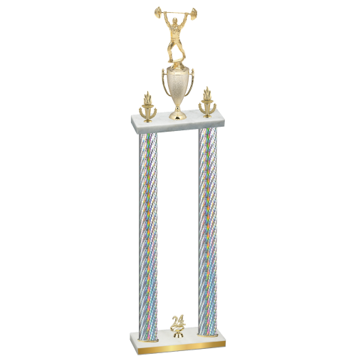 Double Silver Carbon Fiber Year Weights Trophy