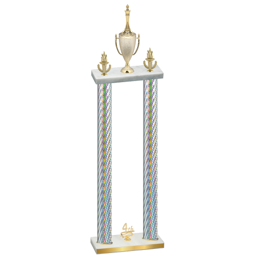 Double Silver Carbon Fiber Fourth Place Chess Trophy