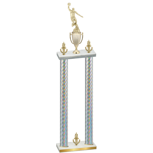 Double Silver Carbon Fiber Victory Basketball Trophy