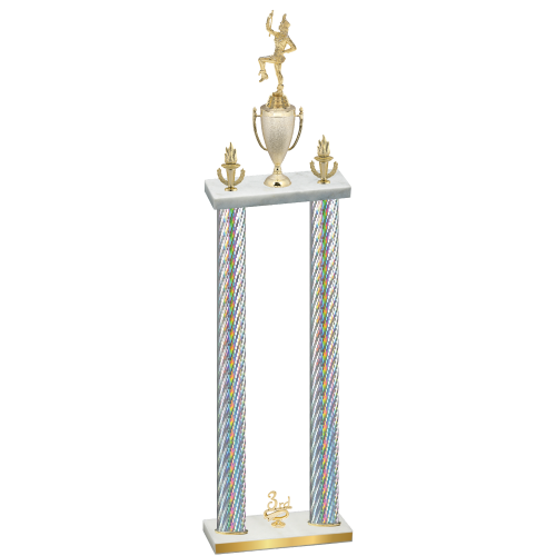 Double Silver Carbon Fiber Third Place Majorette Trophy