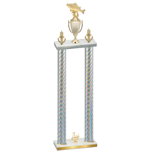 Double Silver Carbon Fiber Third Place Fishing Trophy