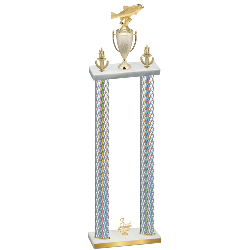 Double Silver Carbon Fiber Third Place Fishing Trophy