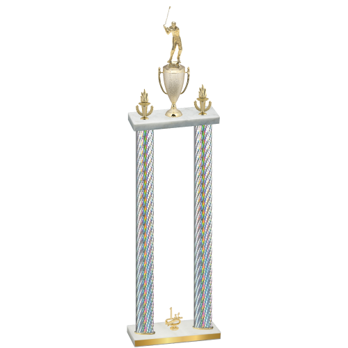 Double Silver Carbon Fiber First Place Golf Trophy