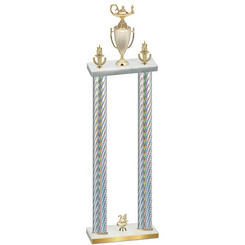 Double Silver Carbon Fiber Year Academics Trophy