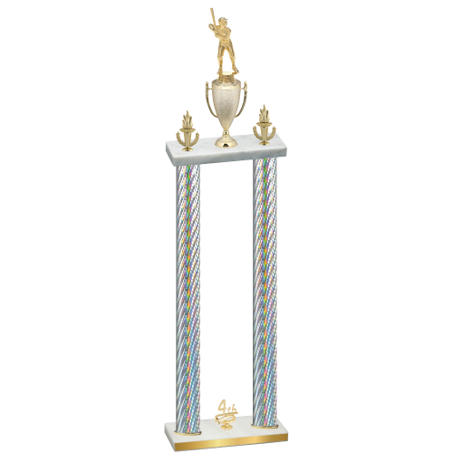 Double Silver Carbon Fiber Fourth Place Baseball Trophy