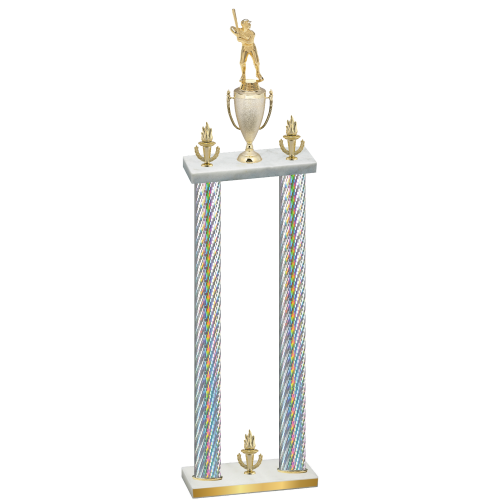 Double Silver Carbon Fiber Victory Baseball Trophy