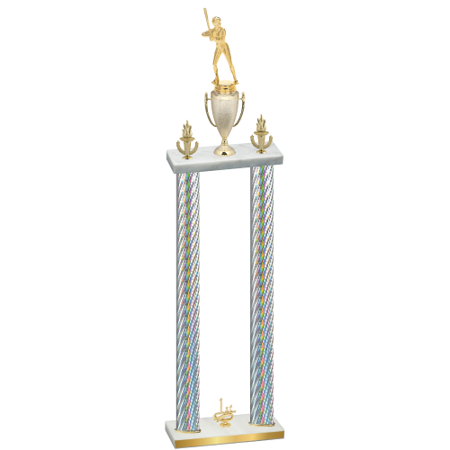 Double Silver Carbon Fiber First Place Softball Trophy