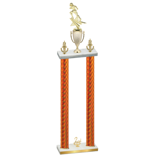 Double Orange Carbon Fiber Second Place Football Trophy