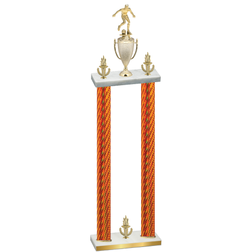 Double Orange Carbon Fiber Victory Soccer Trophy