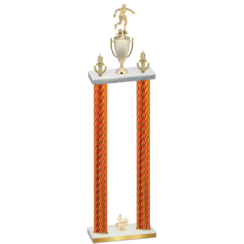 Double Orange Carbon Fiber Fourth Place Soccer Trophy