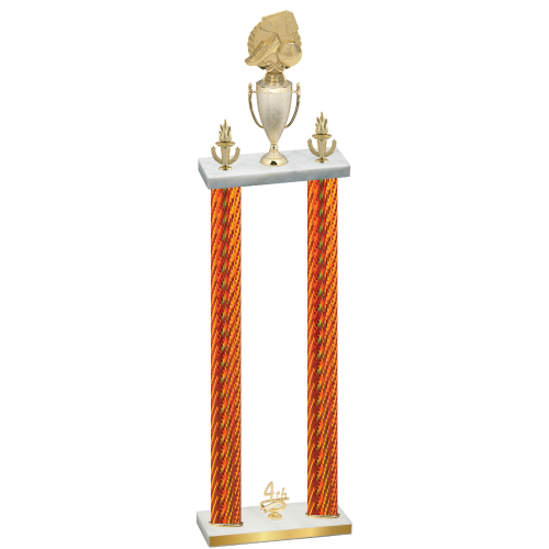 Double Orange Carbon Fiber Fourth Place Soccer Trophy