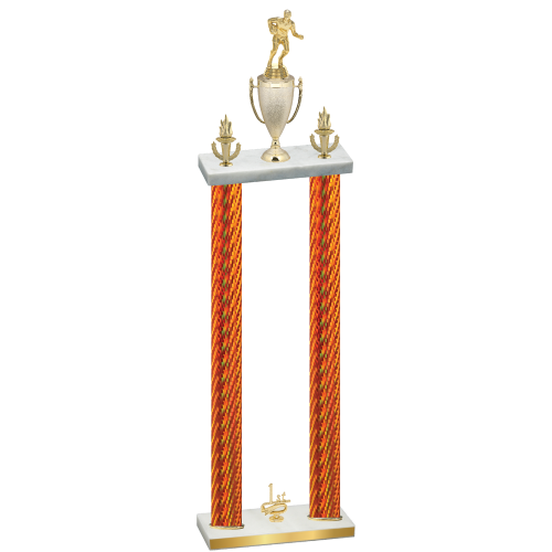 Double Orange Carbon Fiber First Place Rugby Trophy