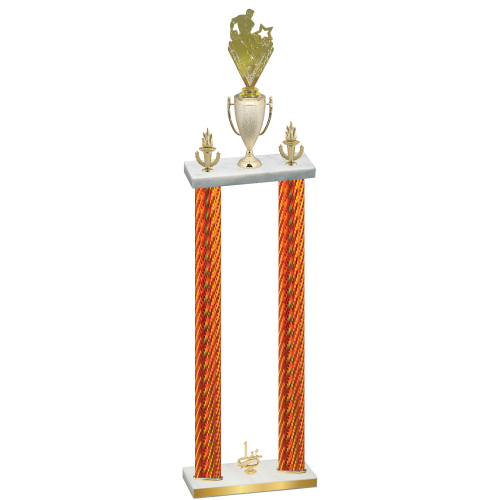 Double Orange Carbon Fiber First Place Rugby Trophy