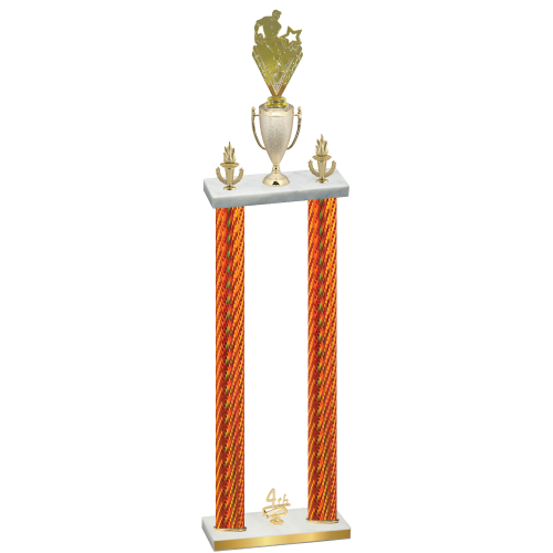 Double Orange Carbon Fiber Fourth Place Rugby Trophy