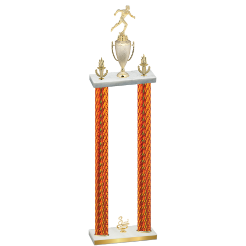 Double Orange Carbon Fiber Third Place Running Trophy