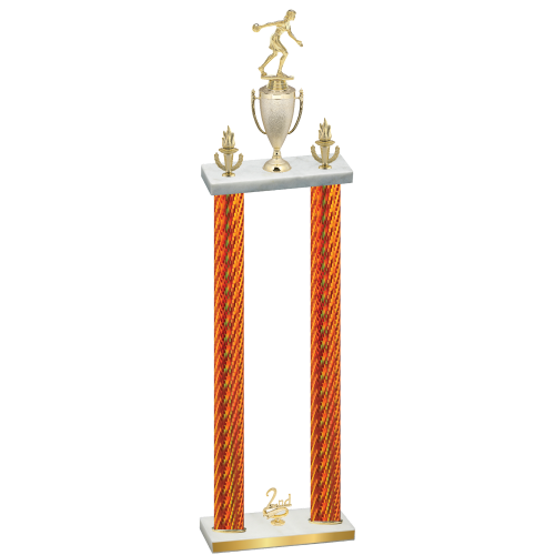 Double Orange Carbon Fiber Second Place Bowling Trophy